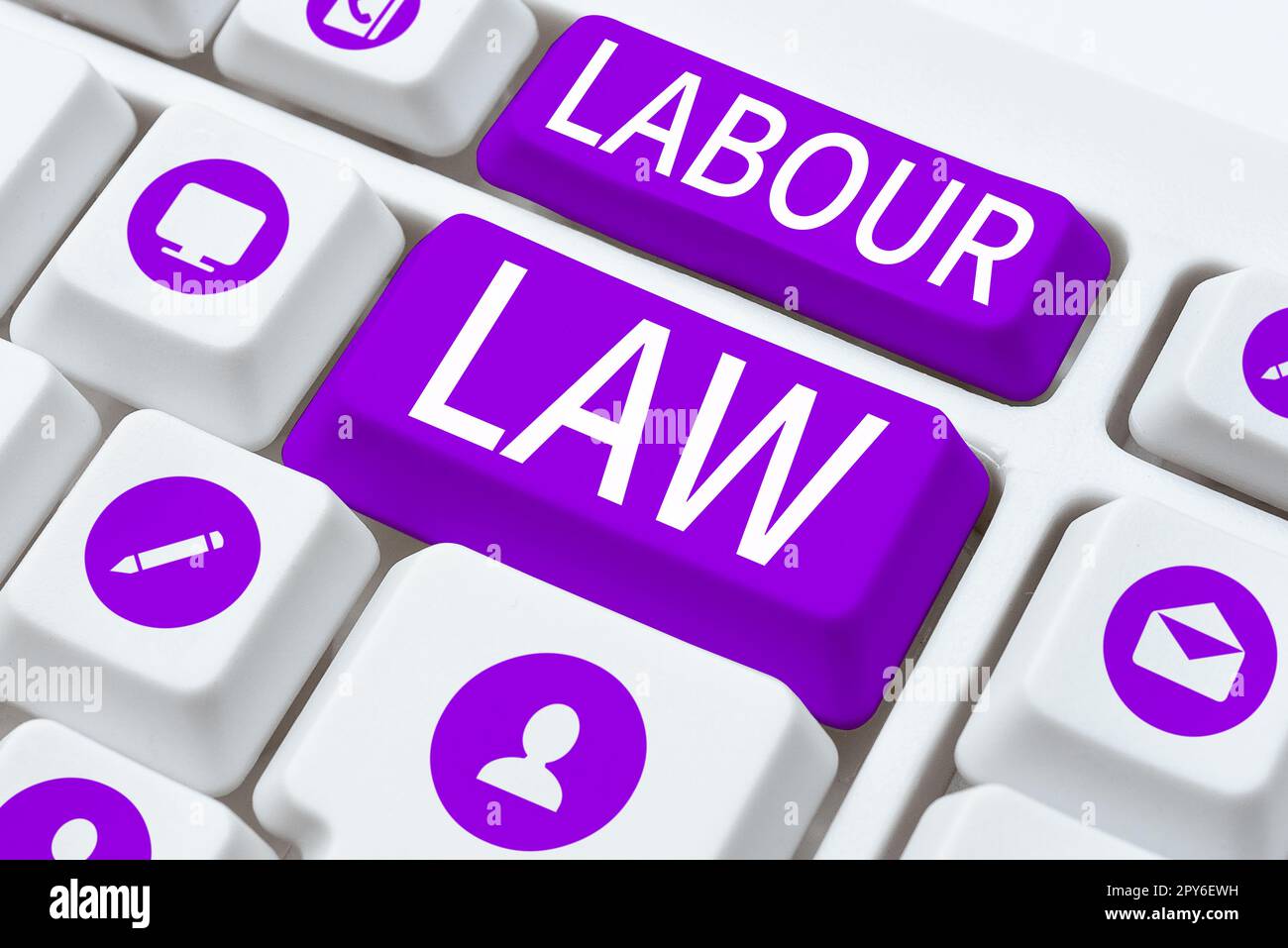 Textzeichen mit Arbeitsrecht. Vom Staat zwischen Arbeitgebern und Arbeitnehmer implementierte Regeln für Geschäftskonzepte Stockfoto