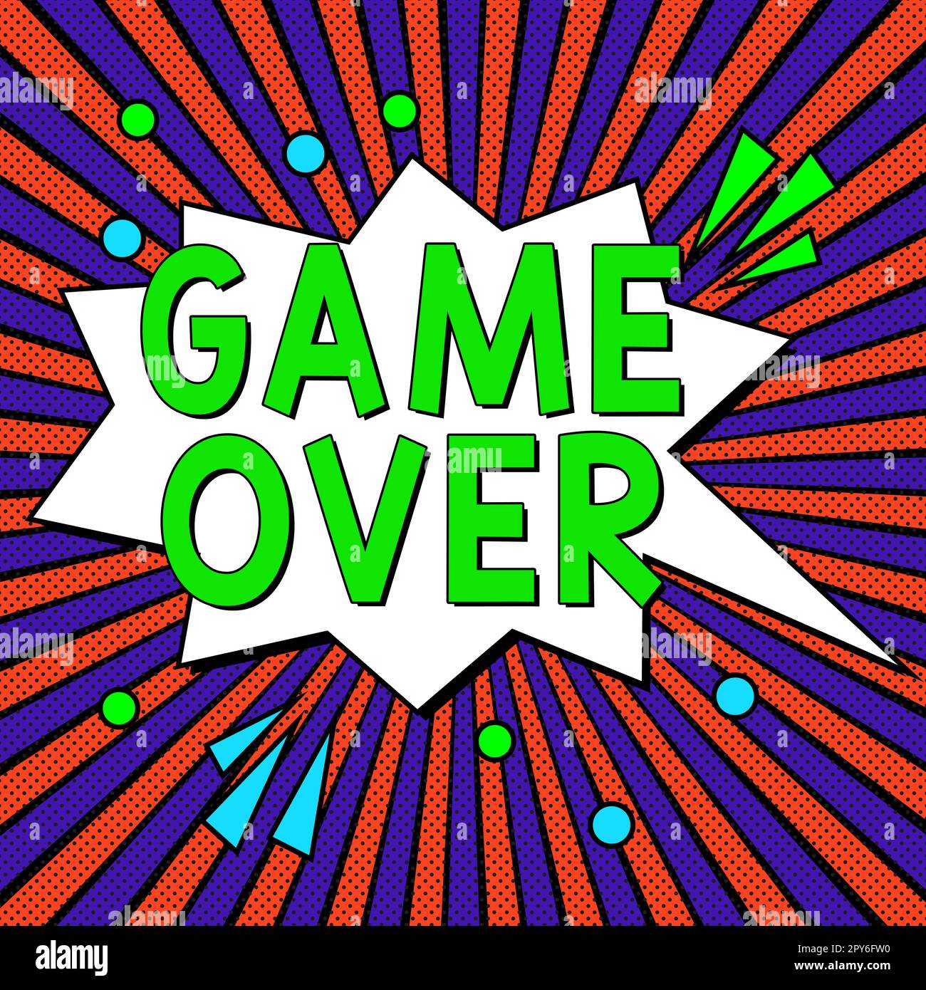 Textbeschriftung für Game Over. Internetkonzept Eine Situation in einem bestimmten Sport, die sein Finale erreicht oder endet Stockfoto