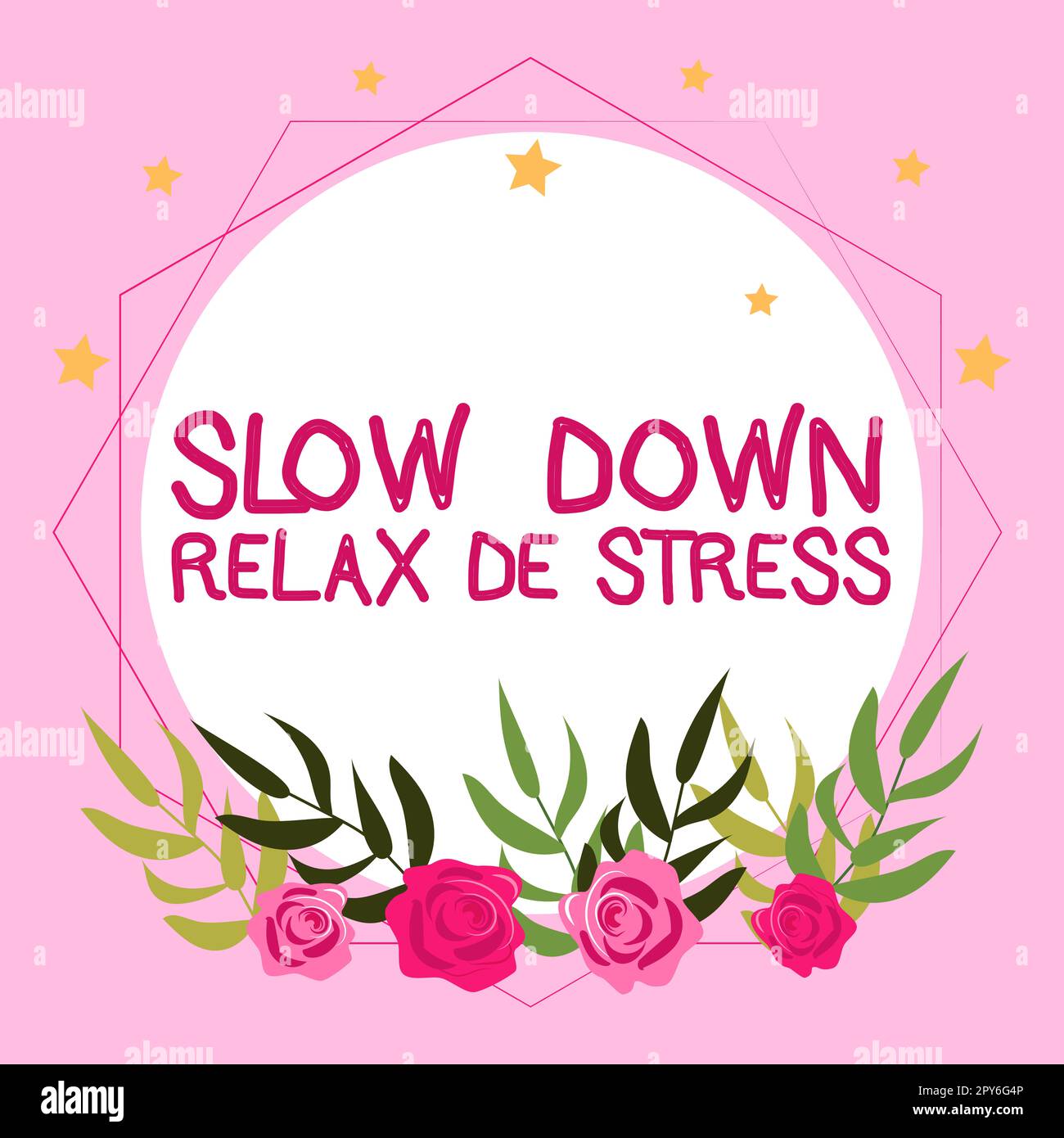 Konzeptionelle Beschriftung Slow Down Relax De Stress. Das Wort „Break a Break“ reduziert Stress und Ruhe Stockfoto
