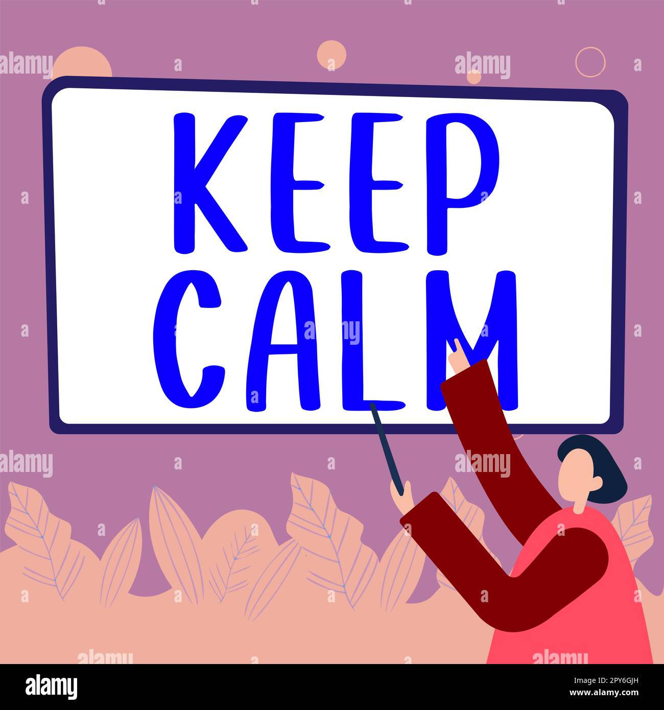 Textzeichen für „Keep Calm“ (Ruhe bewahren) Konzept bedeutet, sich nicht emotional in Situationen einbringen zu lassen, über die man keine Kontrolle hat Stockfoto