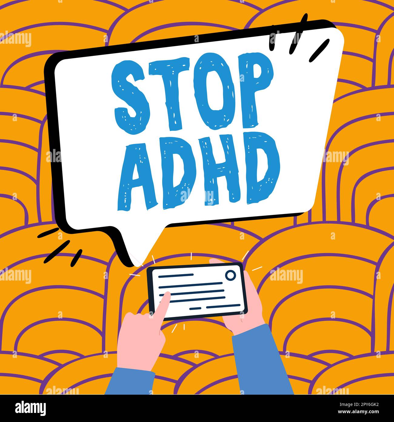 Textzeichen mit „Stop ADHD“. Geschäftsansatz beendet die psychische Störung hyperaktiver Kinder Stockfoto