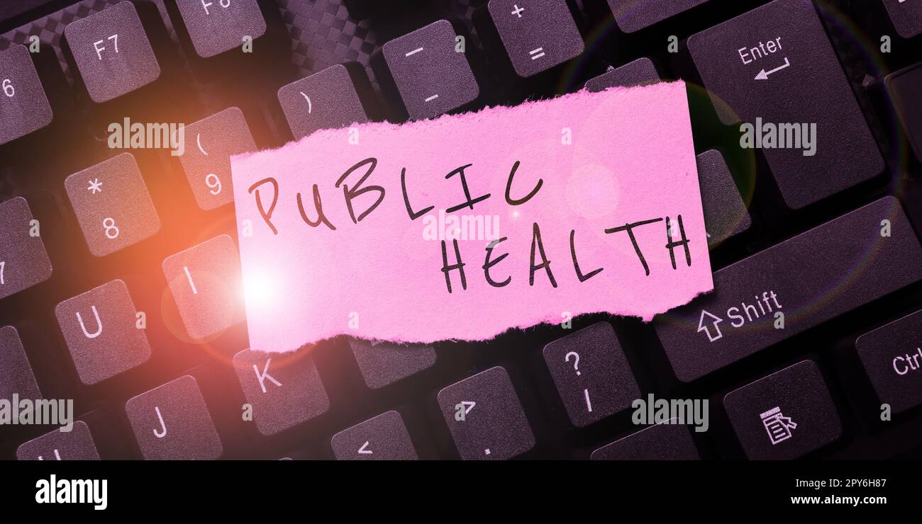 Schreiben mit Text Public Health. Wort für die Förderung einer gesunden Lebensweise für die Gemeinschaft und ihre Menschen Stockfoto