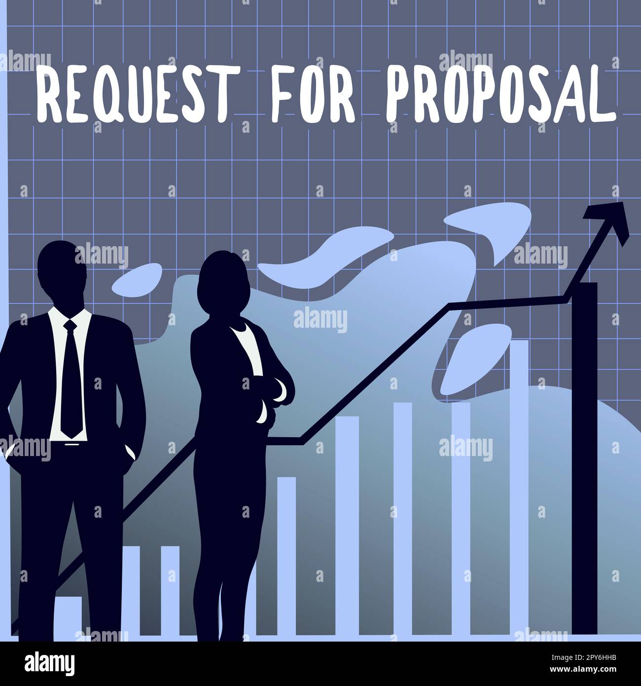 Textzeichen mit „Request for Proposal“. Das Dokument mit der Geschäftsübersicht enthält einen Ausschreibungsprozess nach Agentur oder Unternehmen Stockfoto