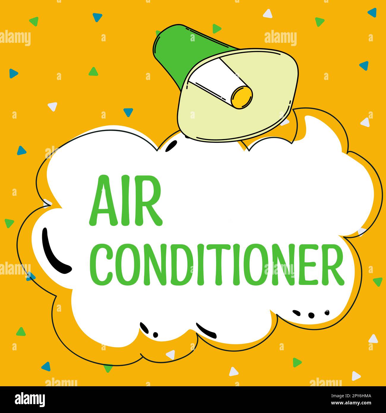 Schild mit der Aufschrift „Klimaanlage“. Konzeptionelle Fotoapparate zum Waschen der Luft und zur Regelung ihrer Feuchtigkeit und Temperatur Stockfoto
