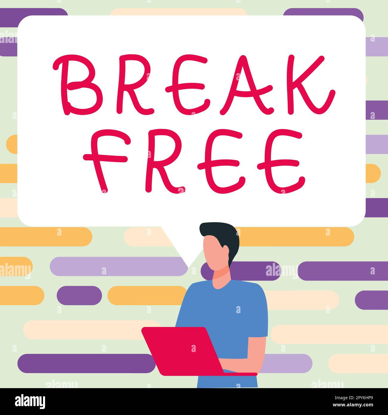 Konzeptionelle Anzeige Break Free. Ein Wort für eine andere Art, Erlösung aus Ketten des Freiheitsgefängnisses zu sagen Stockfoto