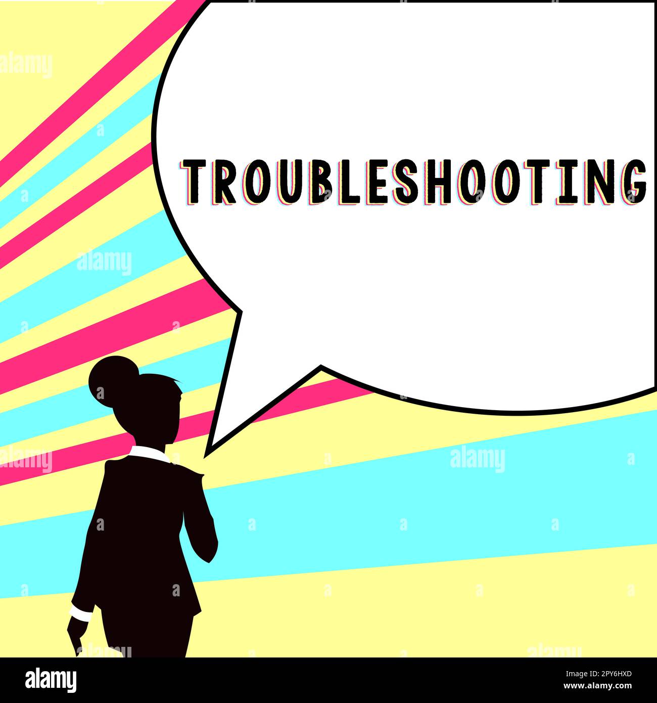 Text zur Fehlerbehebung bei Inspiration. Konzeptfoto eine Untersuchung oder Behandlung der Probleme ist aufgetreten Stockfoto