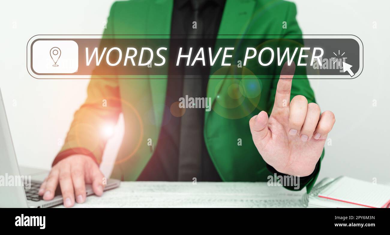 Schild mit Wörtern „Macht“. Wort für Energie Heilungsfähigkeit verhindern Demütigung und Demütigung Stockfoto