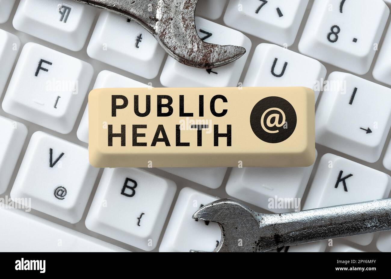 Textunterschrift präsentiert Public Health. Geschäftsidee zur Förderung eines gesunden Lebensstils für die Gemeinschaft und ihre Menschen Stockfoto
