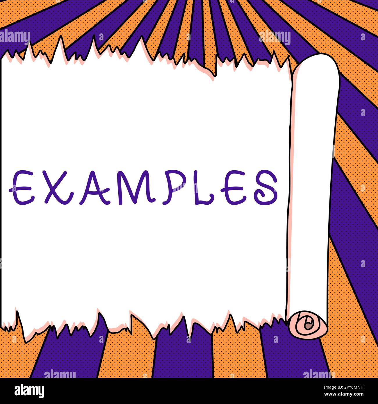 Text mit Beispielen für Inspiration. Ein Wort, das auf dem Beispielmodell mit Foto geschrieben wurde, um beispielsweise der Erklärung des Leitfadens zu folgen Stockfoto