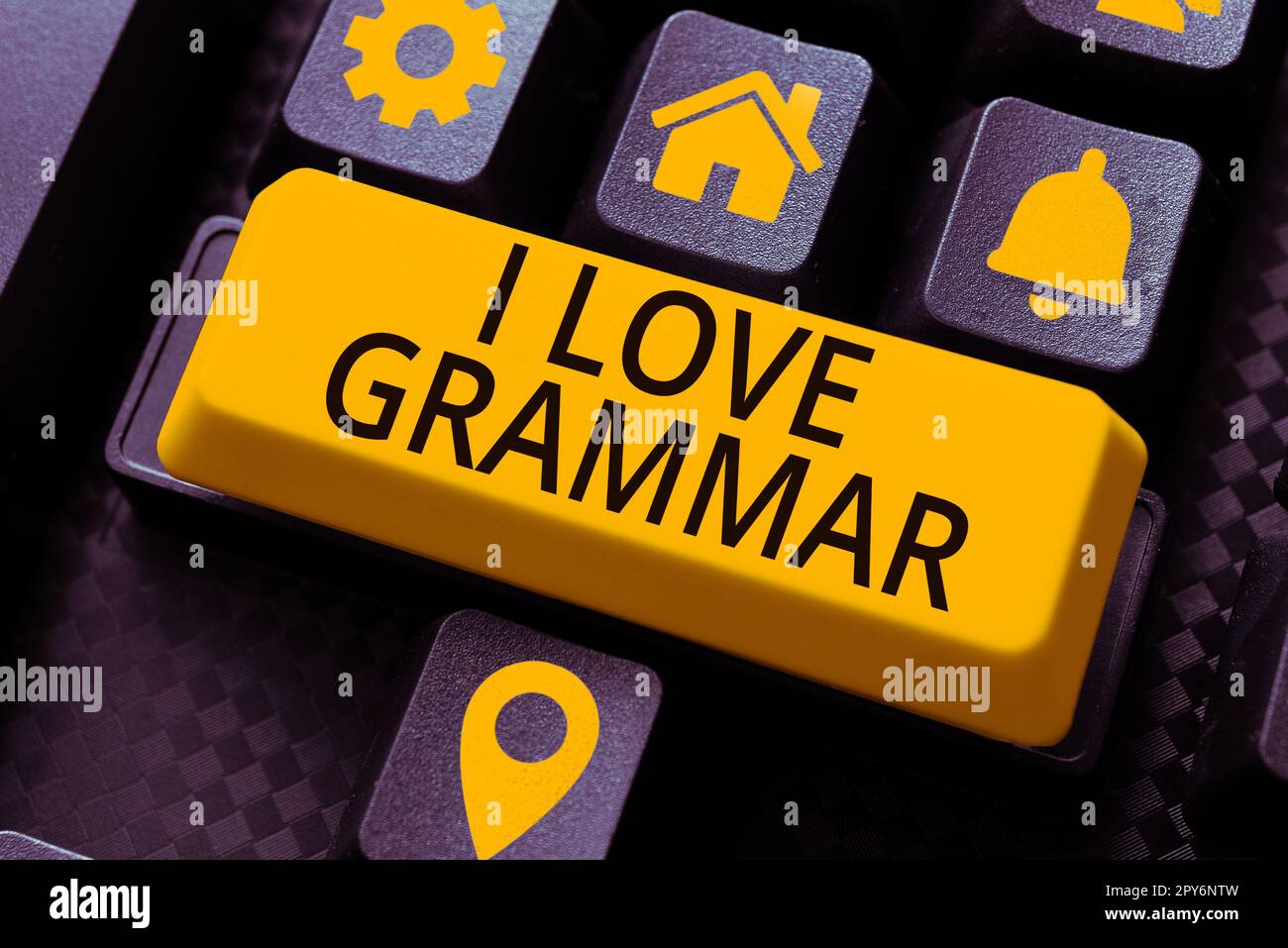 Konzeptionelle Beschriftung I Love Grammar. Ubersichtsarbeit über Bewunderungssystem und Sprachstruktur Stockfoto