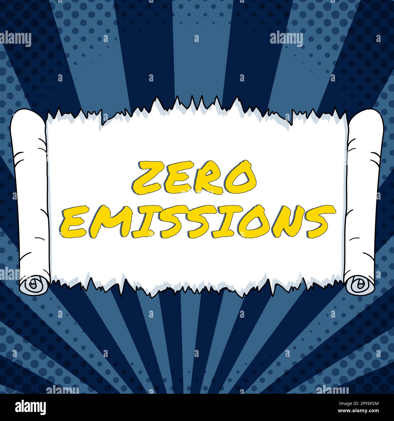 Schild mit dem Hinweis „Null Emissionen“. Das Geschäftskonzept setzt keine umweltschädlichen Abfallprodukte frei Stockfoto