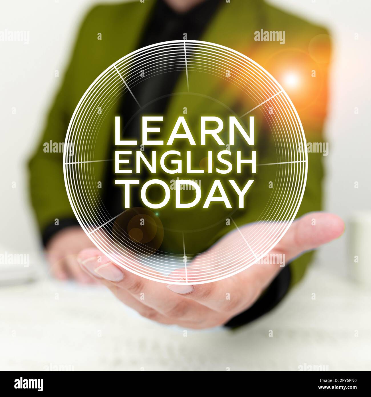 Konzeptionelle Überschrift Lernen Sie noch heute Englisch. Geschäftsansatz Erwerb oder Erwerb von Kenntnissen und Fähigkeiten in der englischen Sprache Stockfoto
