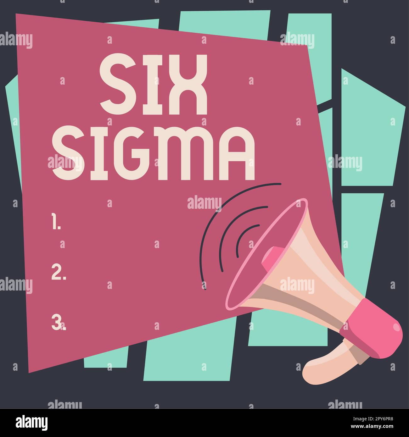 Handschriftlicher Text Six Sigma. Wort für Managementtechniken zur Verbesserung von Geschäftsprozessen Stockfoto