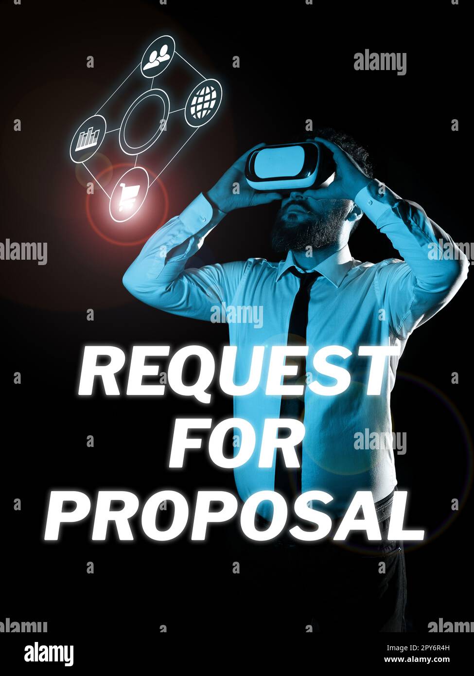 Schreiben mit Anzeige des Texts „Request for Proposal“. Das Dokument mit dem Konzeptfoto enthält ein Ausschreibungsverfahren nach Agentur oder Unternehmen Stockfoto