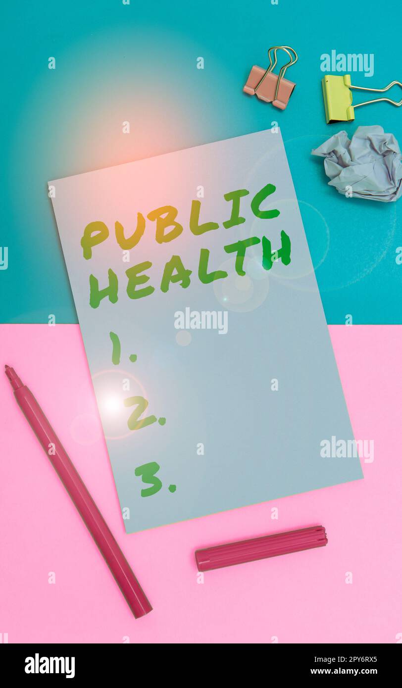 Text zeigt Inspiration Public Health. Business Showcase Förderung einer gesunden Lebensweise für die Gemeinde und ihre Menschen Stockfoto