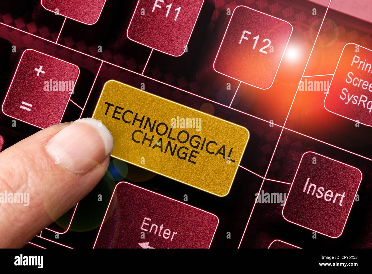 Konzeptionelle Anzeige der technologischen Änderung. Geschäftsüberblick Steigerung der Effizienz eines Produkts oder Prozesses Stockfoto