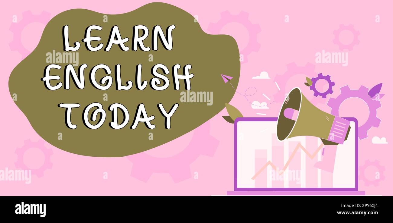 Konzeptionelle Überschrift Lernen Sie noch heute Englisch. Geschäftsansatz Erwerb oder Erwerb von Kenntnissen und Fähigkeiten in der englischen Sprache Stockfoto