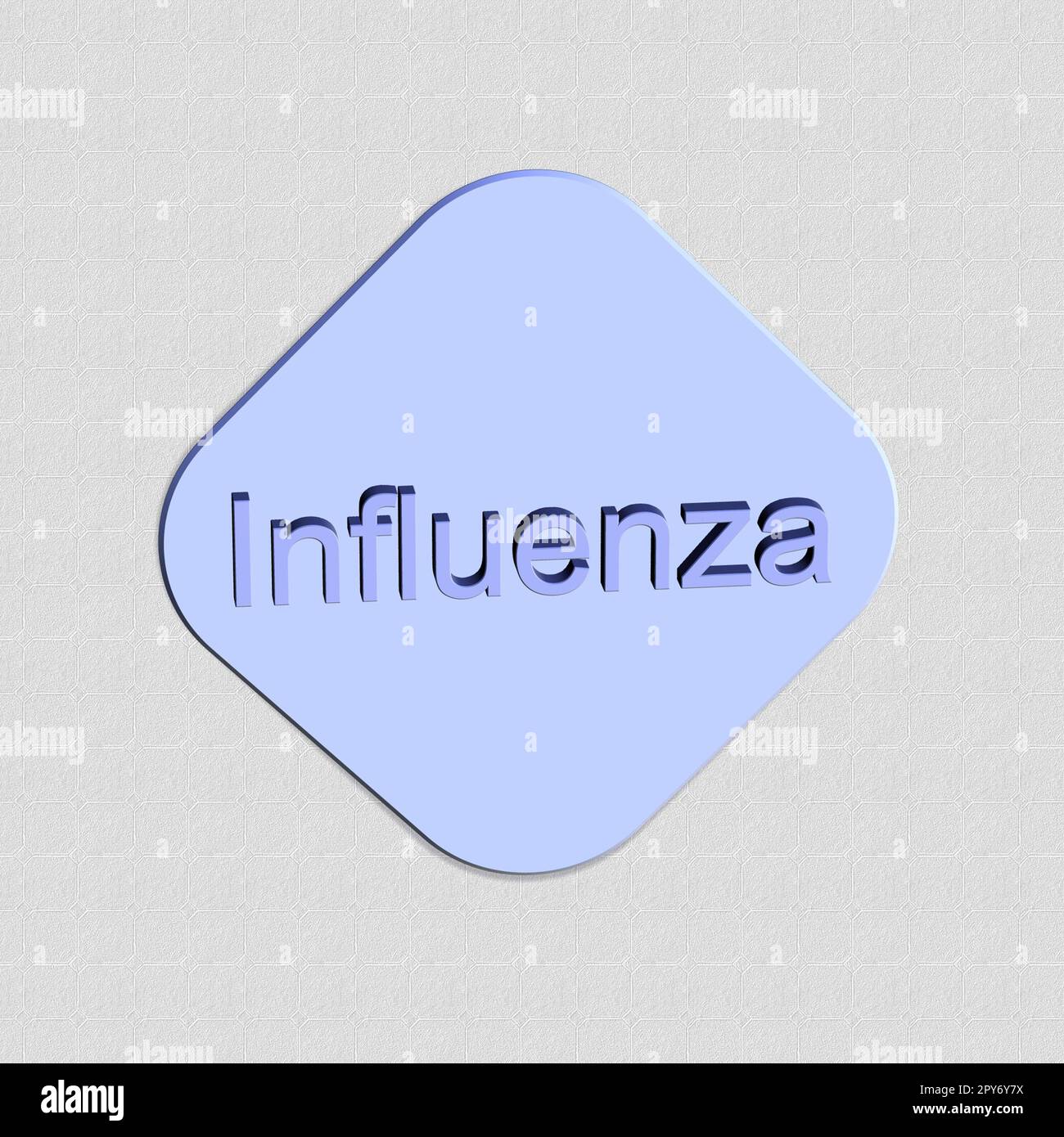 „Influenza“ - Wort, Beschriftung oder Text als 3D Abbildungen, 3D Rendering, Computergrafik Stockfoto
