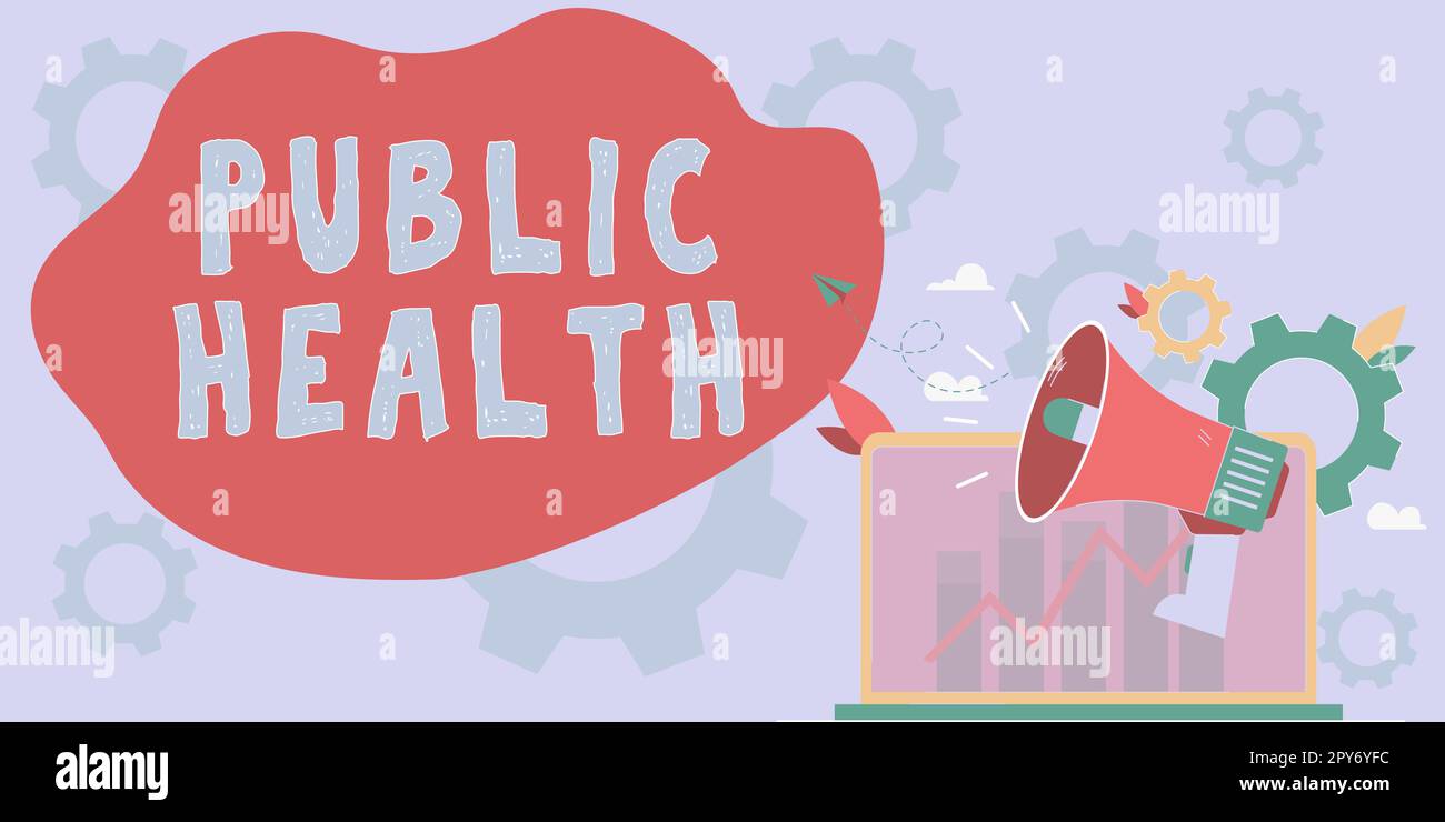 Inspiration zeigt Zeichen Public Health. Unternehmensübersicht Förderung einer gesunden Lebensweise für die Gemeinde und ihre Menschen Stockfoto