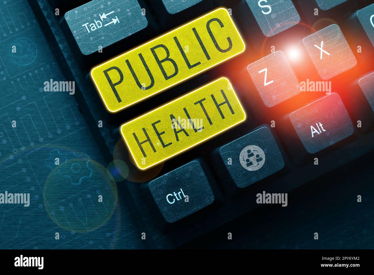 Konzeptunterschrift Public Health. Konzeptfoto zur Förderung eines gesunden Lebensstils für die Gemeinschaft und ihre Menschen Stockfoto