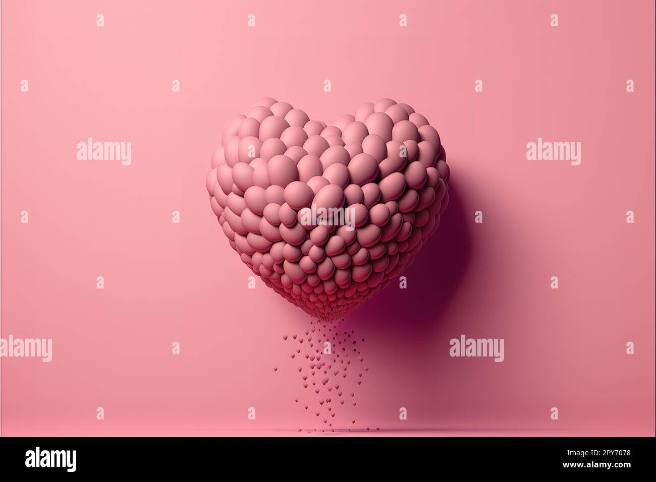 Herzform aus rosafarbenem Ballon auf pinkfarbenem Hintergrund Stockfoto