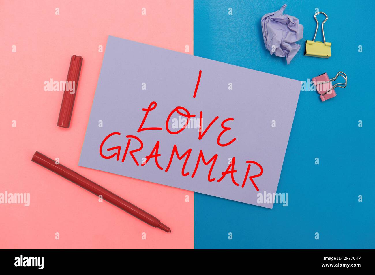 Konzeptionelle Darstellung Ich liebe Grammatik. Geschäftsvorstellung der Bewunderung des Systems und der Sprachstruktur Stockfoto