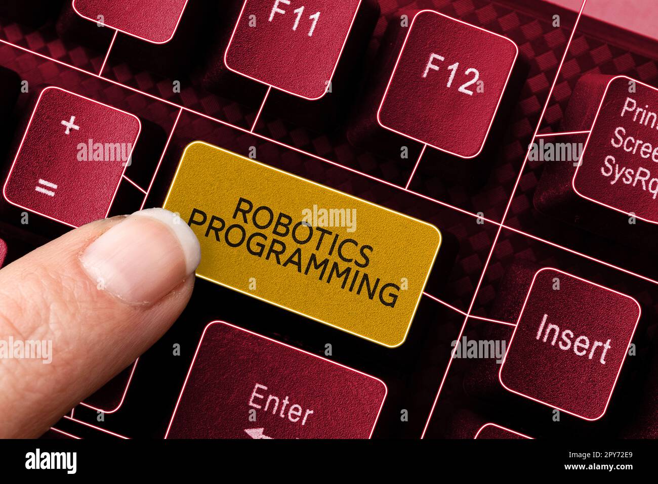 Handschriftlicher Text Robotik-Programmierung. Konzeptionelle Fotosoftware, mit der autonome Aufgaben durchgeführt wurden Stockfoto