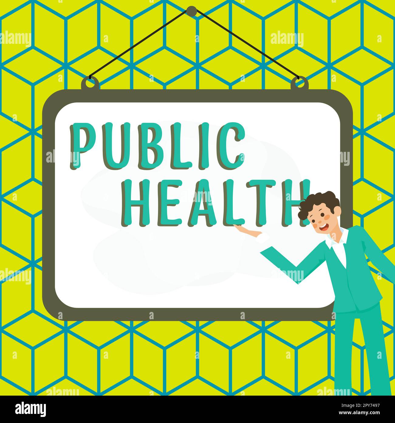 Textunterschrift präsentiert Public Health. Wort für die Förderung einer gesunden Lebensweise für die Gemeinschaft und ihre Menschen Stockfoto