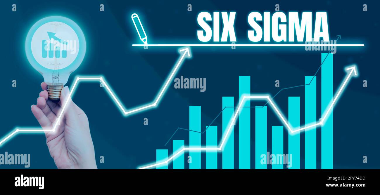 Schild mit Six Sigma. Managementtechniken für Geschäftsbeispiele zur Verbesserung von Geschäftsprozessen Stockfoto