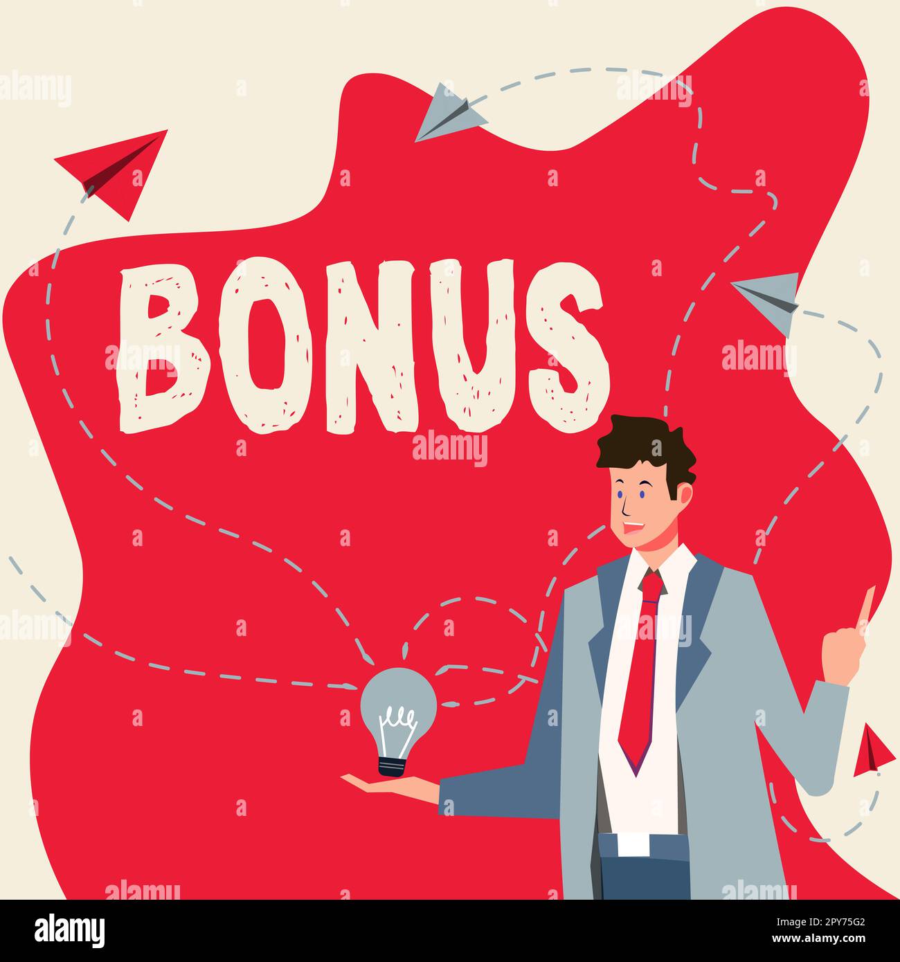 Handgeschriebenes Schild Bonus. Wort für Belohnung für gute Leistung zusätzliche Dividende und Geld zu den Löhnen hinzugefügt Stockfoto