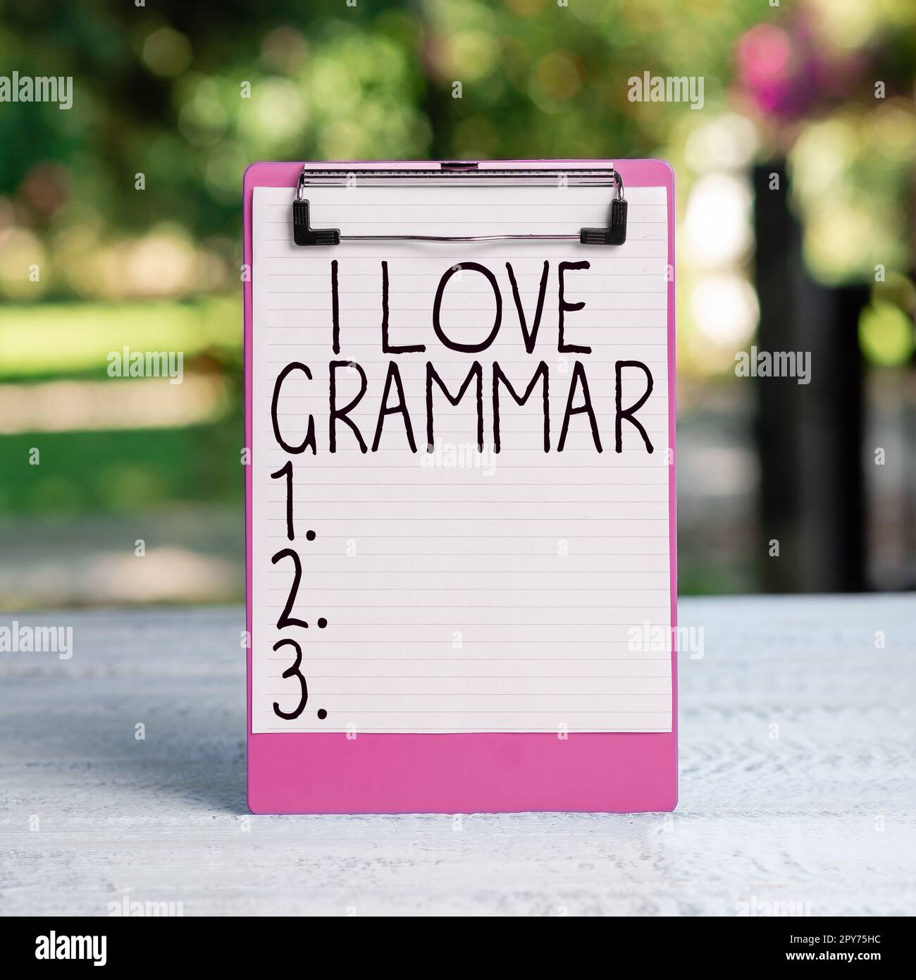 Konzeptionelle Darstellung Ich liebe Grammatik. Geschäftsvorstellung der Bewunderung des Systems und der Sprachstruktur Stockfoto