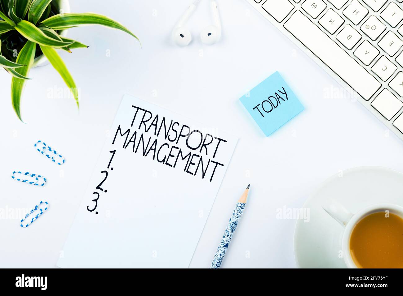Konzeptioneller Titel Transport Management. Geschäftsüberblick Verwaltung von Aspekten der Fahrzeugwartung und des Fahrzeugbetriebs Stockfoto