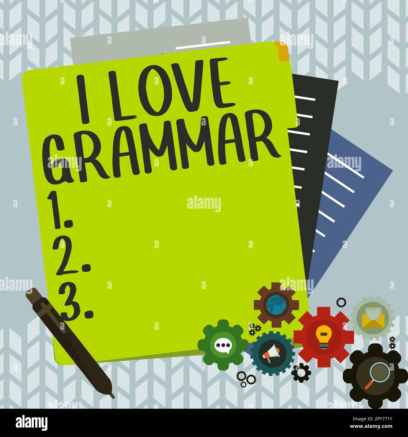 Konzeptionelle Beschriftung I Love Grammar. Ein Wort über Bewunderungsakt, System und Struktur der Sprache Stockfoto