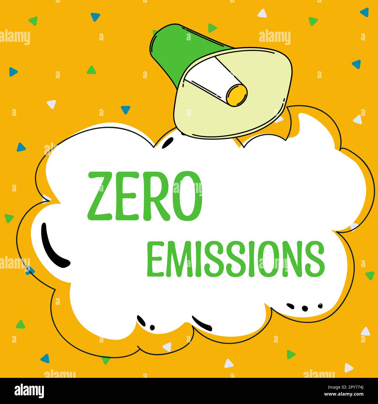 Schild mit dem Hinweis „Null Emissionen“. Das Wort für emittiert keine umweltschädlichen Abfallprodukte Stockfoto