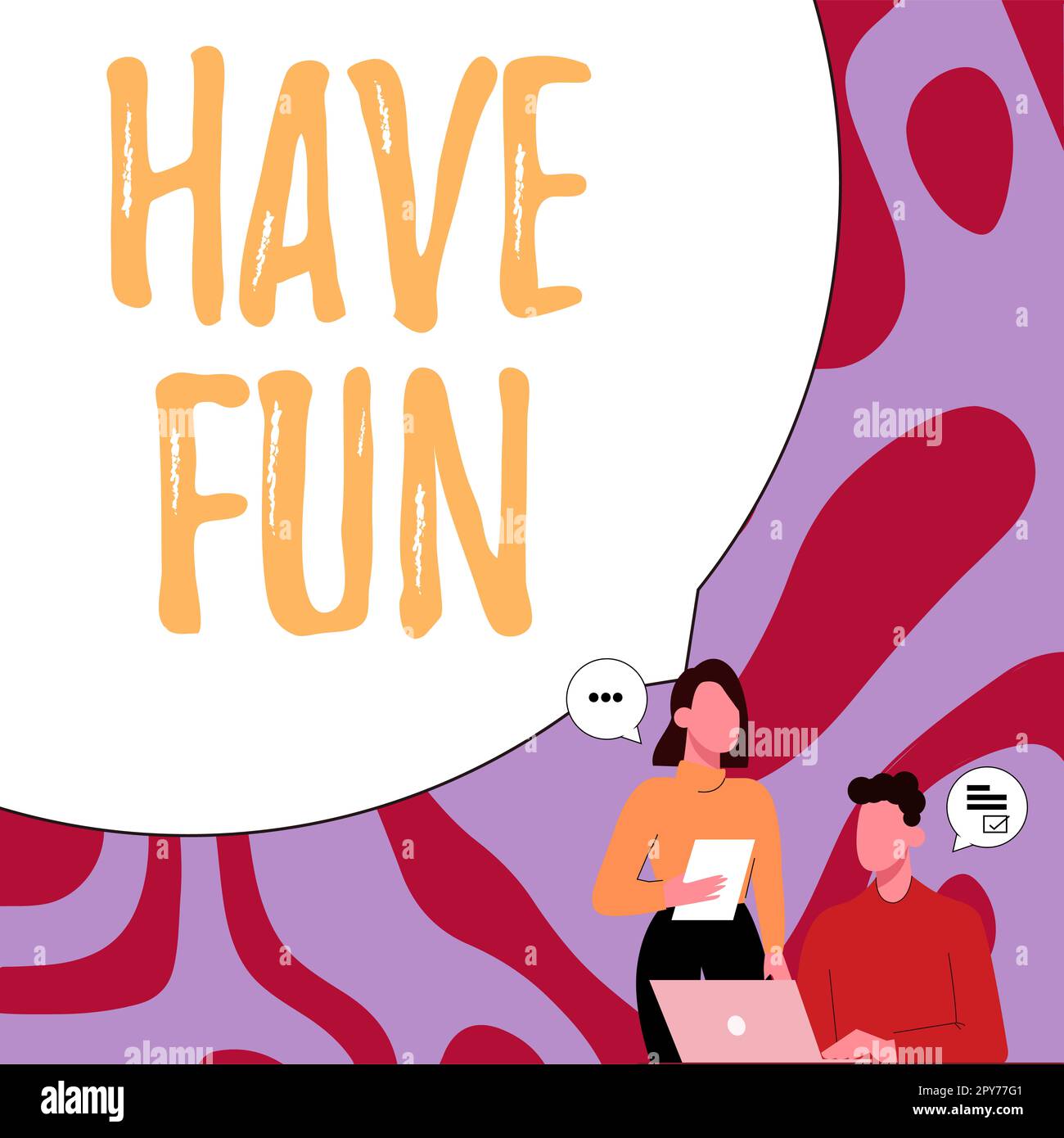 Textzeichen mit „Have Fun“. Geschäftsansatz Wünschen Sie jemandem eine gute und angenehme Zeit, wenn er etwas tut Stockfoto