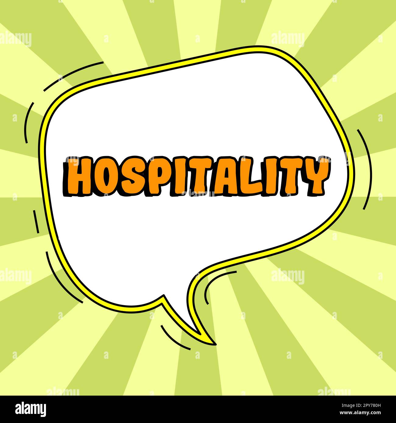 Schriftstellentext Hospitality. Geschäftsleute präsentieren den freundlichen und großzügigen Empfang und die Unterhaltung der Gäste Stockfoto