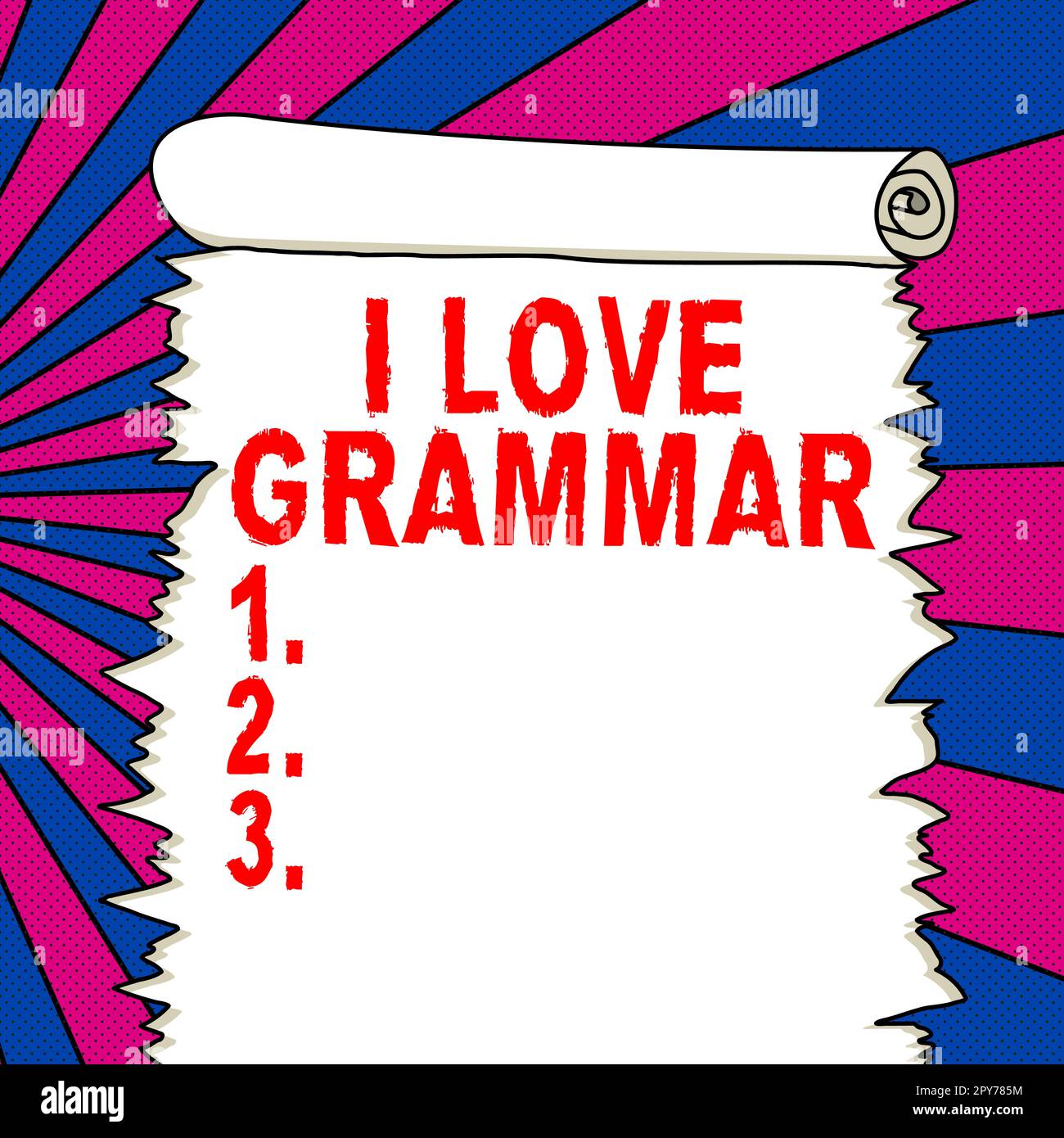 Textzeichen mit „I Love Grammar“. Begriffliche Bedeutung des Bewunderungssystems und der Sprachstruktur Stockfoto
