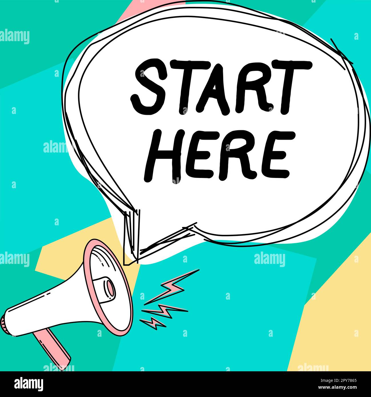 Konzeptionelle Beschriftung: Beginnen Sie hier. Ein Wort dafür, jemandem zu sagen, dass dies der Ausgangspunkt für den Weg vom Ziel ist Stockfoto