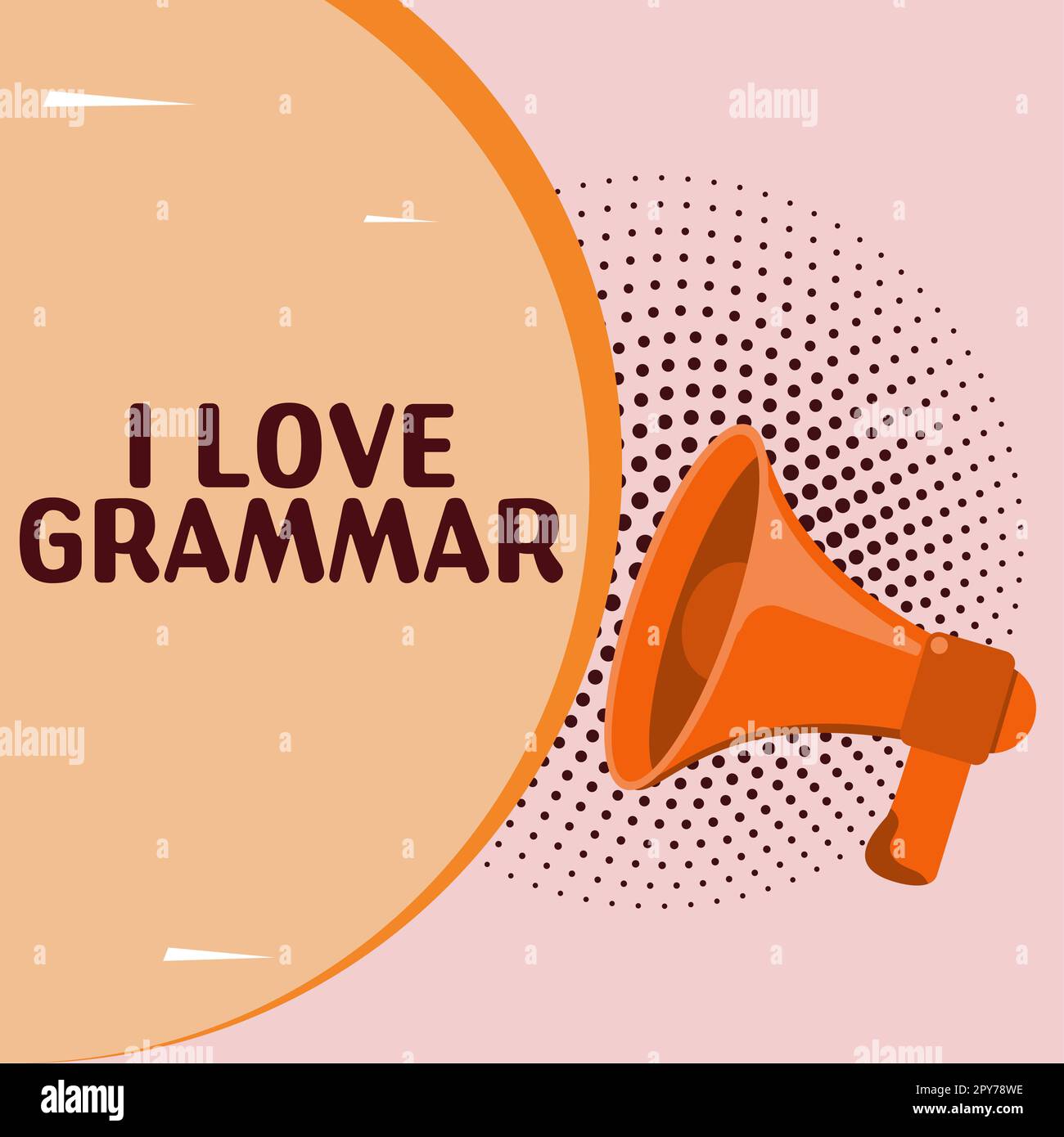 Handschrift für "I Love Grammar". Internetbegriffshandlung des Bewunderungssystems und der Sprachstruktur Stockfoto