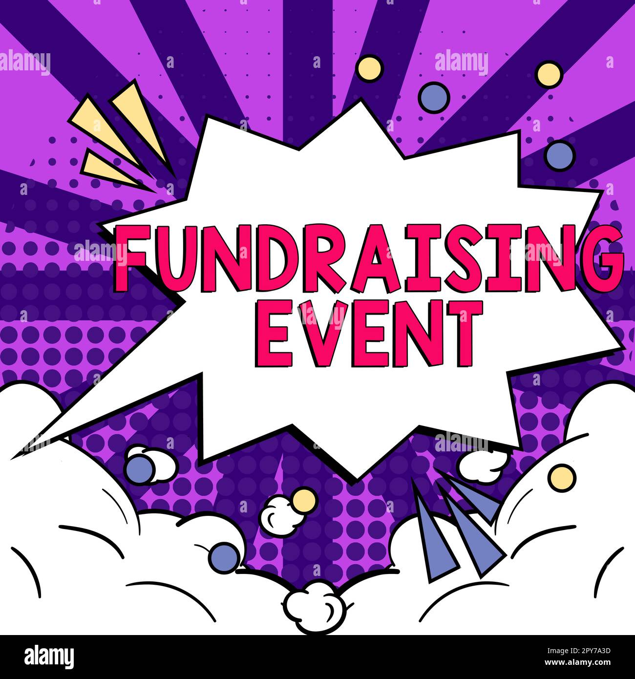 Handgeschriebenes Schild Fundraising Event. Konzeptionelle Fotokampagne, deren Zweck es ist, Geld für eine Sache zu sammeln Stockfoto