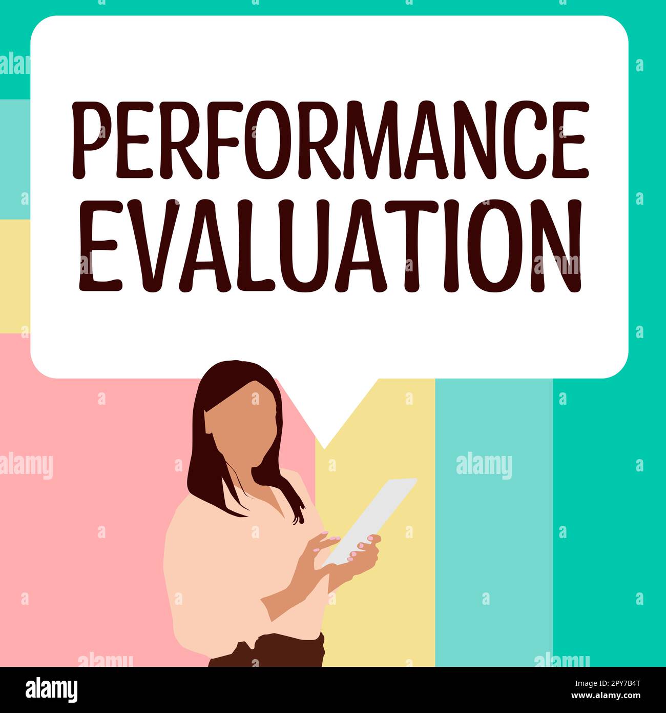 Unterschreiben Sie, dass die Leistungsbewertung angezeigt wird. Internetkonzept Entwicklung und Aktionsplanung eines anderen Stockfoto