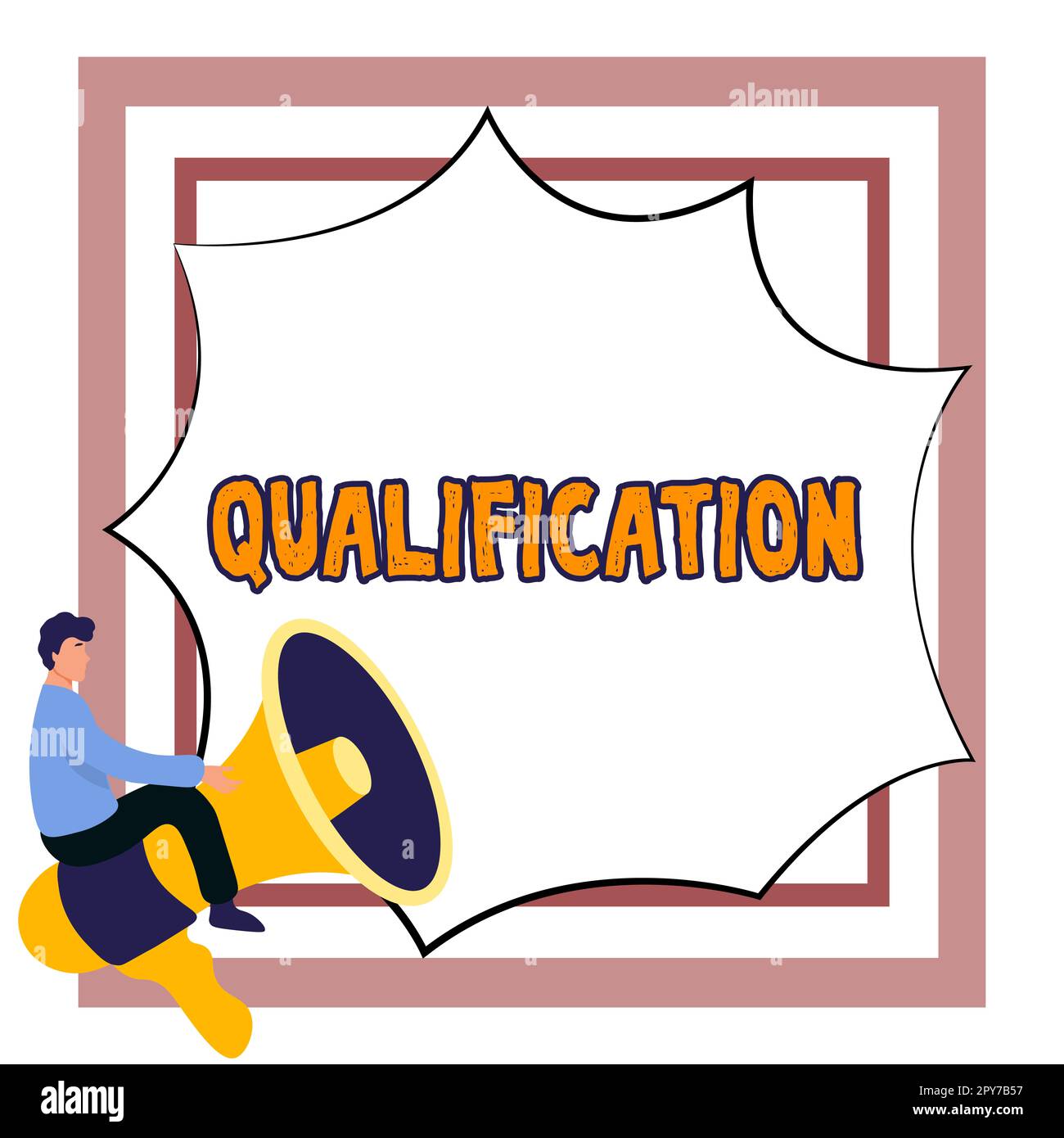 Inspiration mit Zeichen Qualifizierung. Geschäftsidee offizielle Genehmigung und Zertifizierung zur Ausführung einer bestimmten Tätigkeit Stockfoto