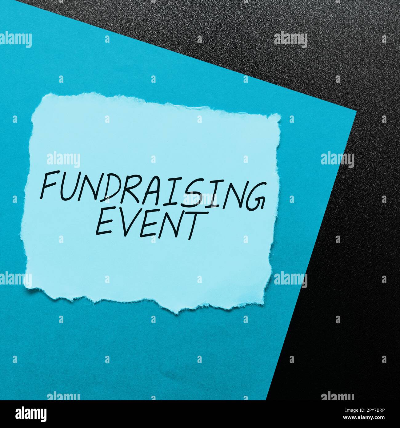 Handgeschriebenes Schild Fundraising Event. Geschäftsidee-Kampagne, deren Zweck es ist, Geld für eine Sache zu sammeln Stockfoto