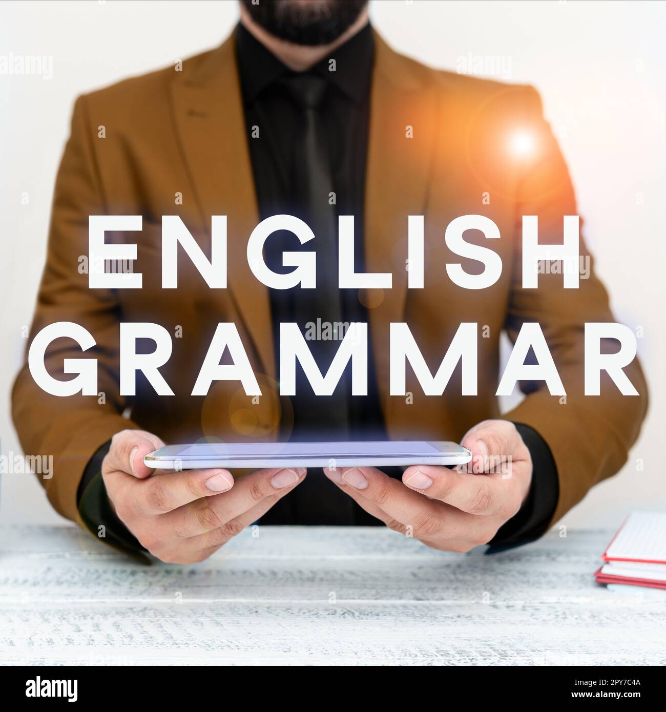 Konzeptionelle Anzeige englische Grammatik. Business Showcase-Kurse decken alle Ebenen der englischen Sprache und des Schreibens ab Stockfoto