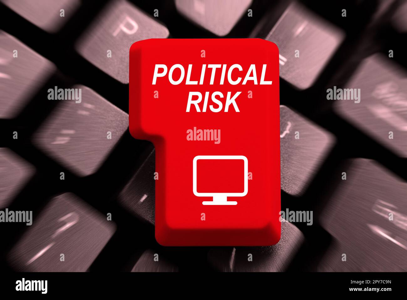 Ein Schild, das politisches Risiko zeigt. Person für die Kommunikation von Geschäftsideen, die die politische Arena befragt Stockfoto