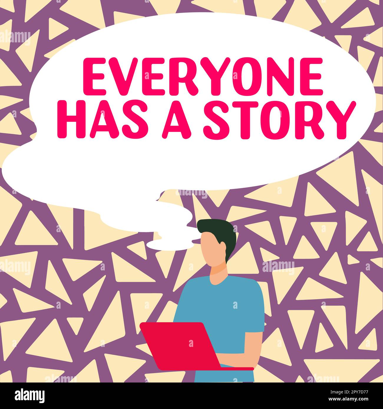 Schild mit der Aufschrift „jeder hat Eine Geschichte“. Internetkonzept Hintergründe Geschichten erzählen Erinnerungen erzählen Stockfoto
