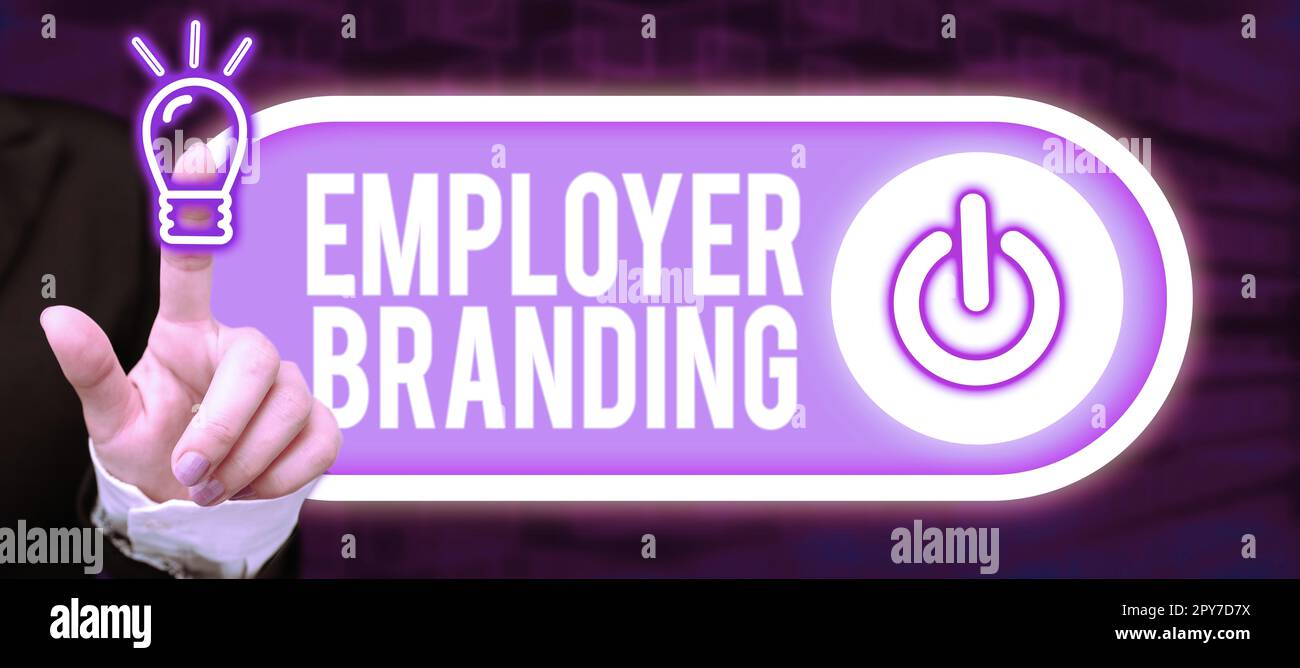 Textzeichen für Arbeitgeber-Branding. Geschäftskonzept Förderung eines Unternehmens Reputation aufbauen Stockfoto