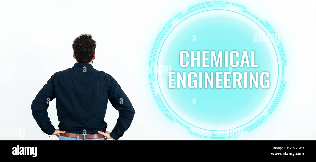 Konzeptionelle Darstellung Chemical Engineering. Ein Wort über die Entwicklung von Dingen, die sich mit der industriellen Anwendung der Chemie befassen Stockfoto