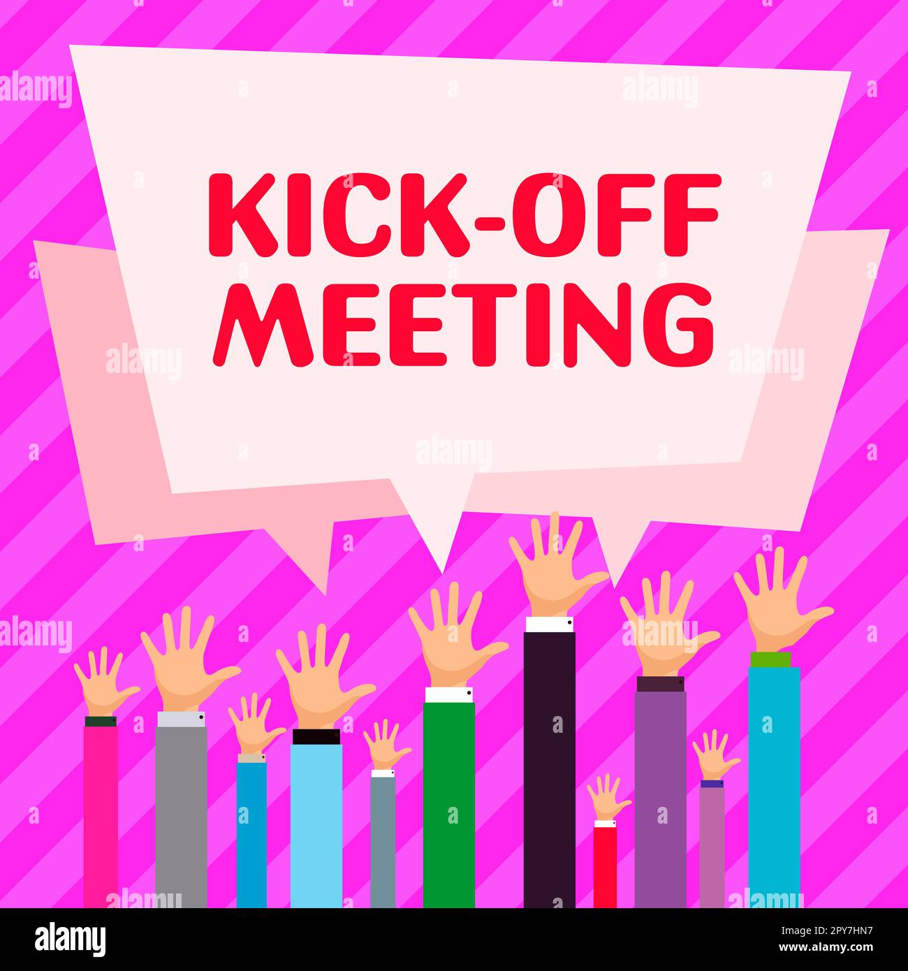 Konzeptionelle Überschrift Kick-Off-Meeting. Geschäftsidee Erstes Treffen mit dem Projektteam und dem Kunden Stockfoto
