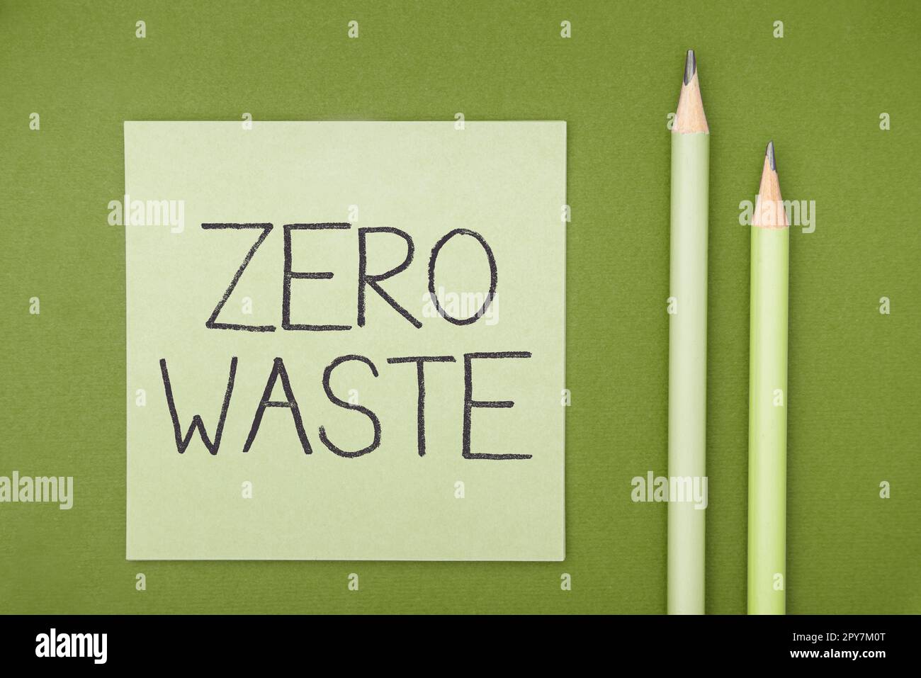 Konzeptionelle Überschrift Null Verschwendung. Unternehmensübersicht Industrielle Verantwortung umfasst Kompostierung, Recycling und Wiederverwendung Stockfoto
